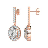 Oval Halo Drop Earrings
