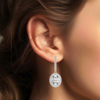 Oval Halo Drop Earrings