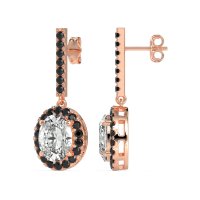 Oval Halo Drop Earrings