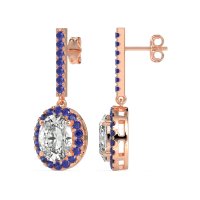 Oval Halo Drop Earrings