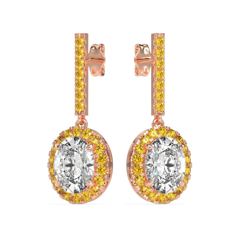 Oval Halo Drop Earrings