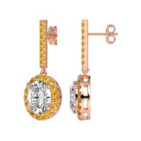 Oval Halo Drop Earrings