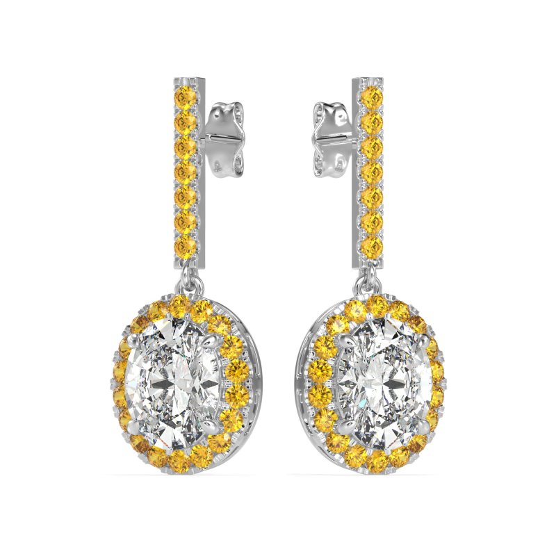 Oval Halo Drop Earrings