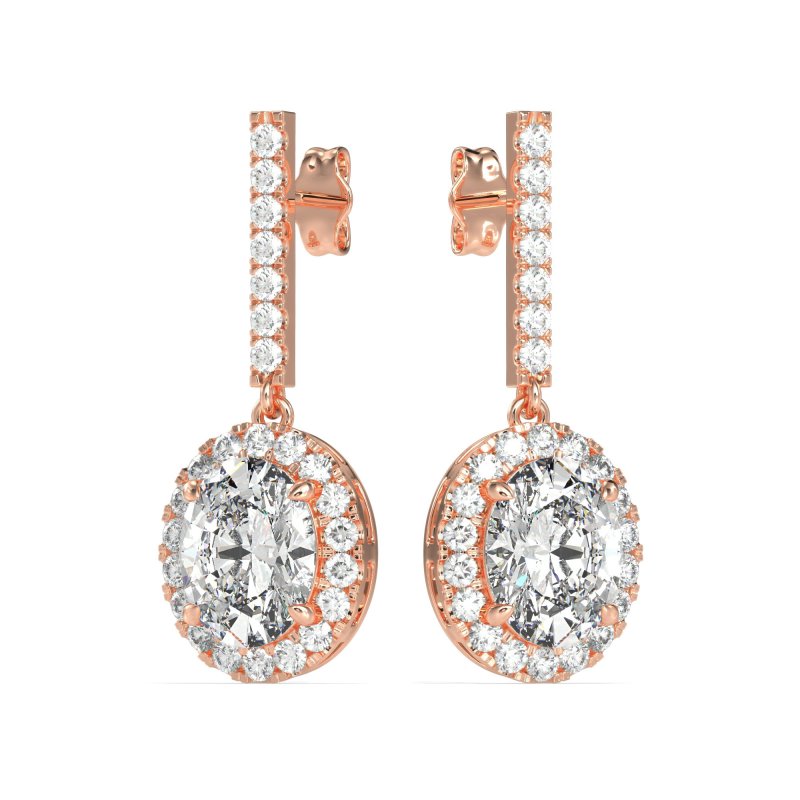 Oval Halo Drop Earrings