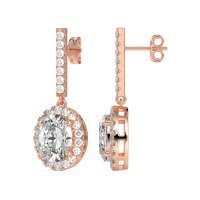 Oval Halo Drop Earrings