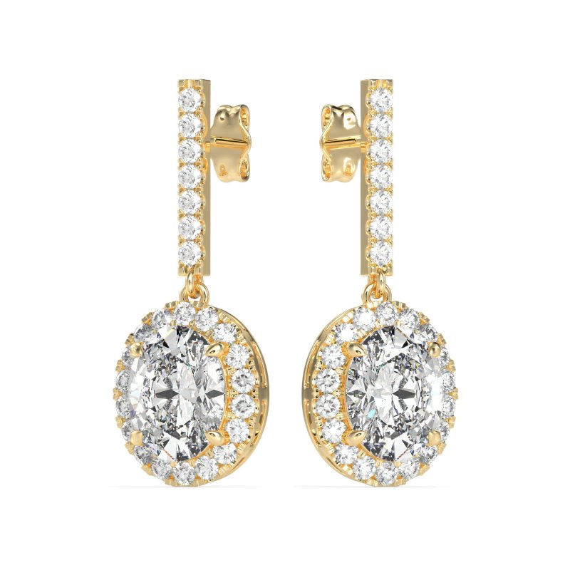 Oval Halo Drop Earrings