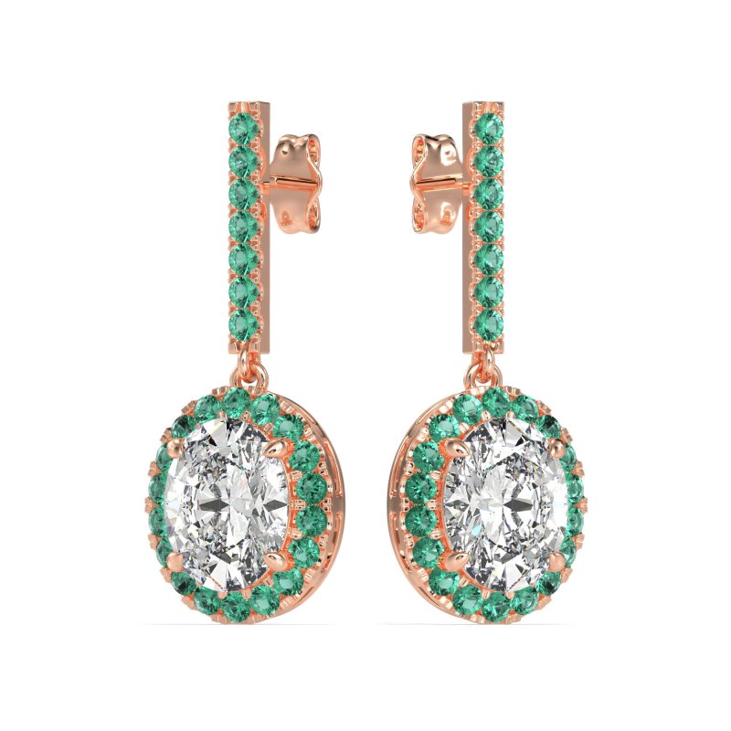 Oval Halo Drop Earrings
