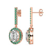 Oval Halo Drop Earrings