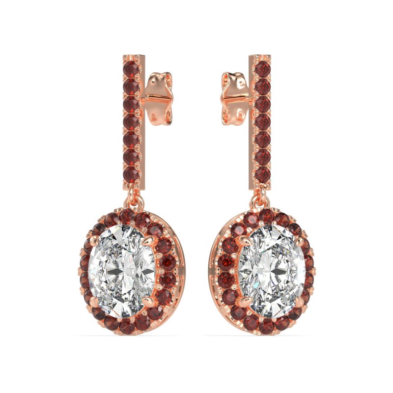 Oval Halo Drop Earrings