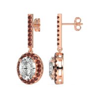 Oval Halo Drop Earrings