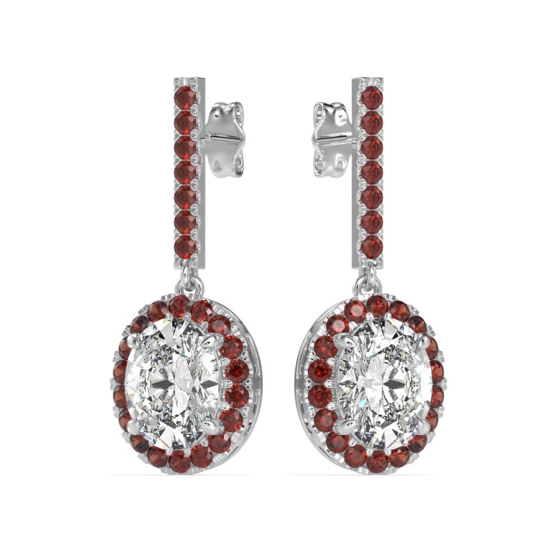 Oval Halo Drop Earrings