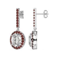 Oval Halo Drop Earrings