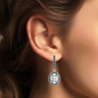 Oval Halo Drop Earrings