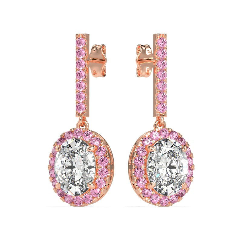 Oval Halo Drop Earrings