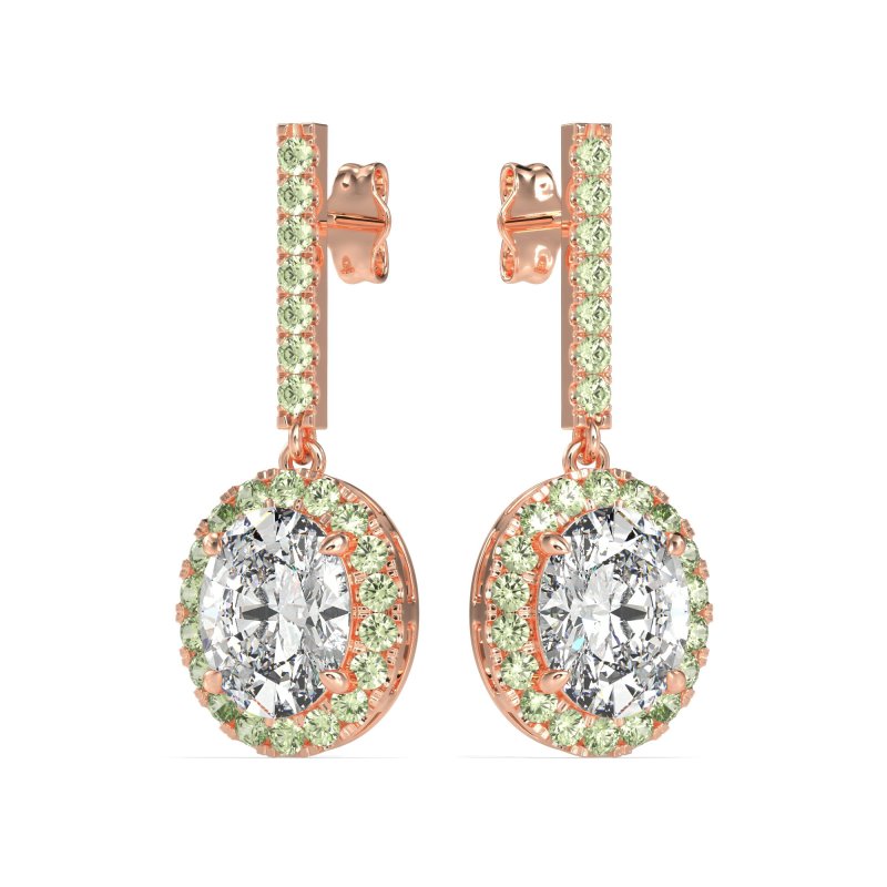 Oval Halo Drop Earrings