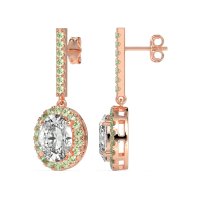 Oval Halo Drop Earrings