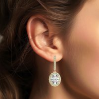 Oval Halo Drop Earrings