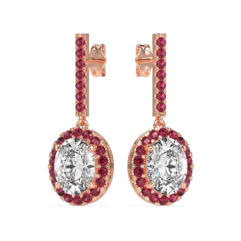 Oval Halo Drop Earrings