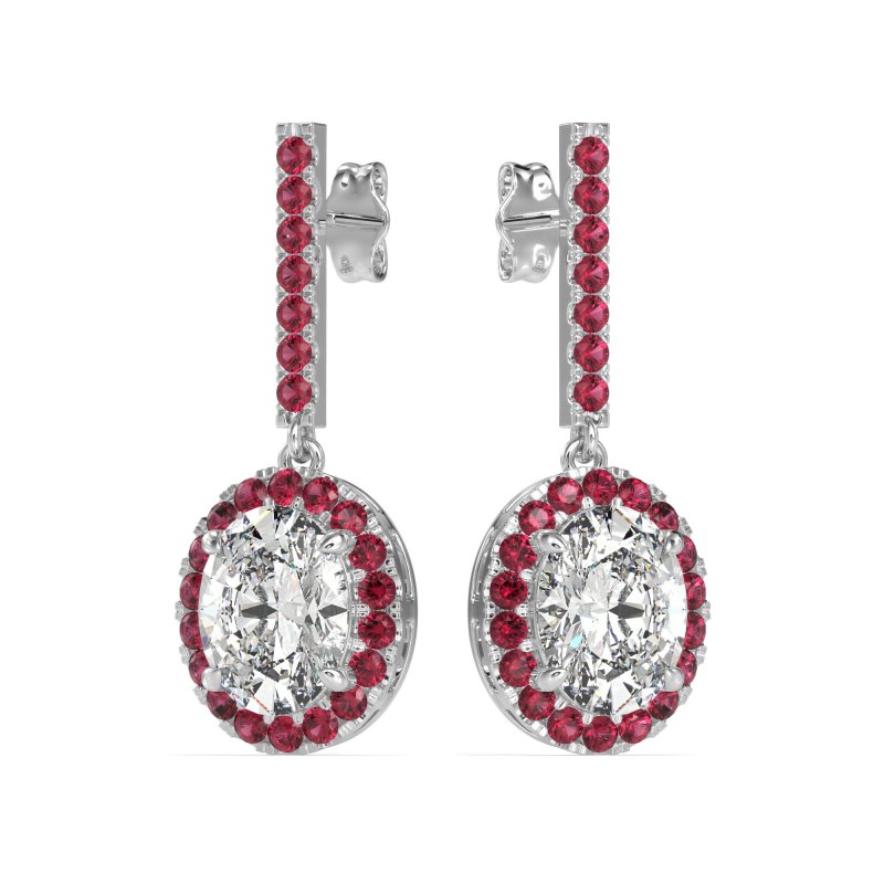Oval Halo Drop Earrings