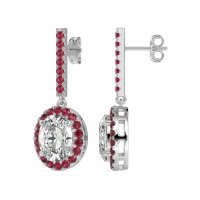 Oval Halo Drop Earrings