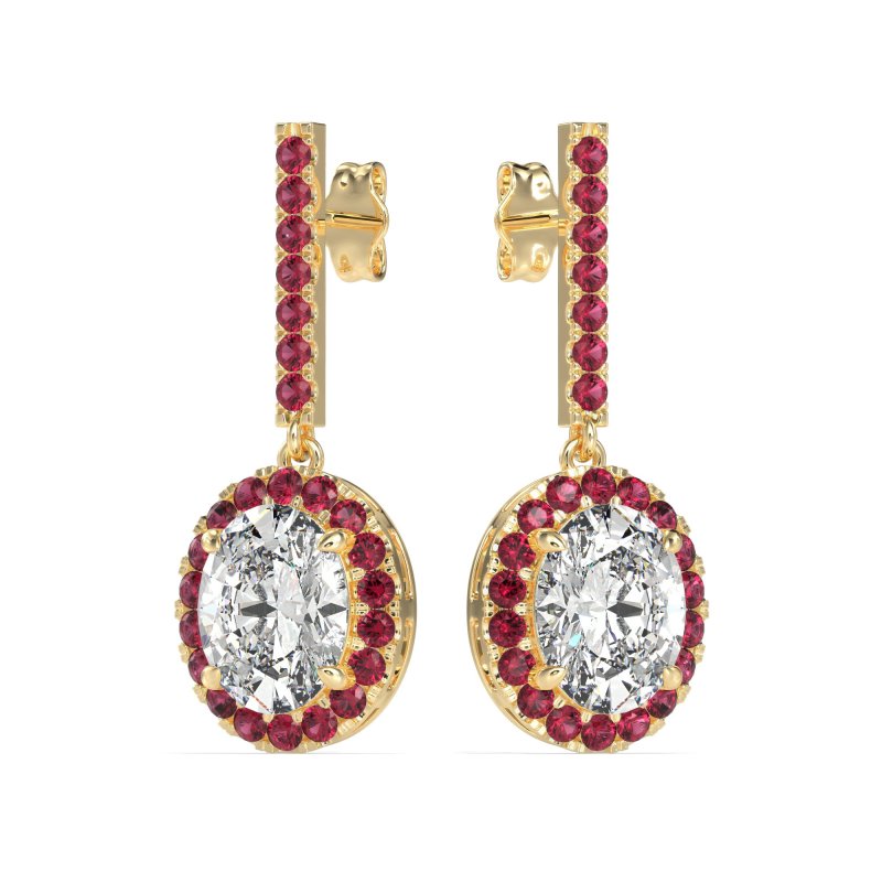 Oval Halo Drop Earrings