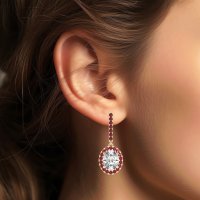 Oval Halo Drop Earrings
