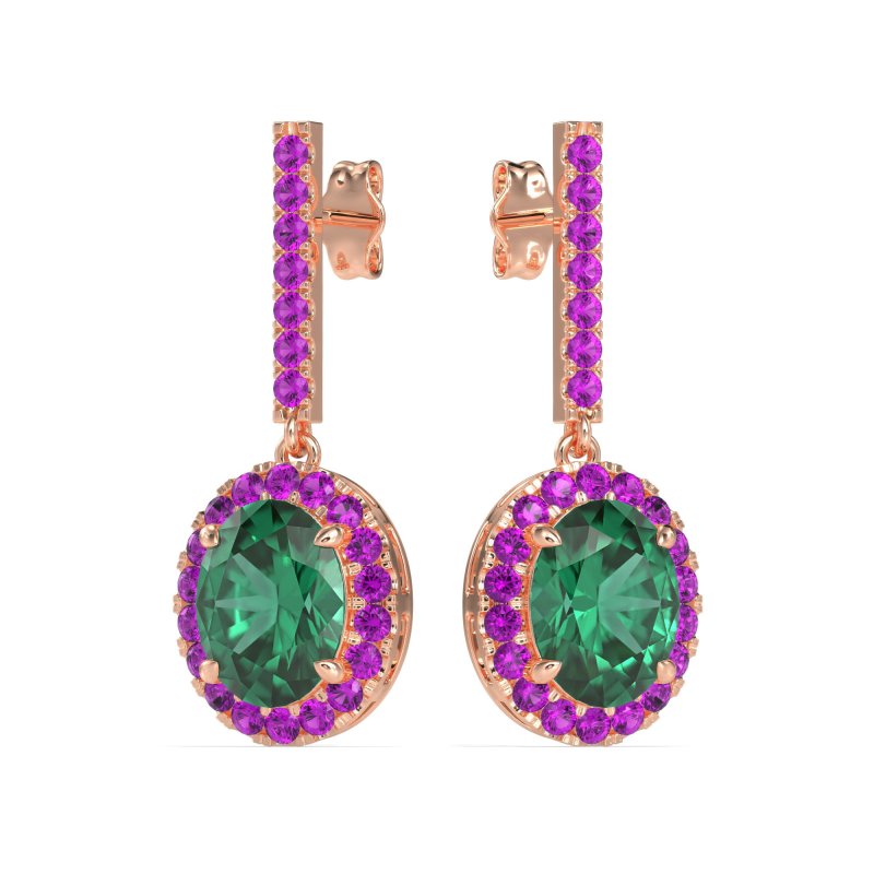 Oval Halo Drop Earrings