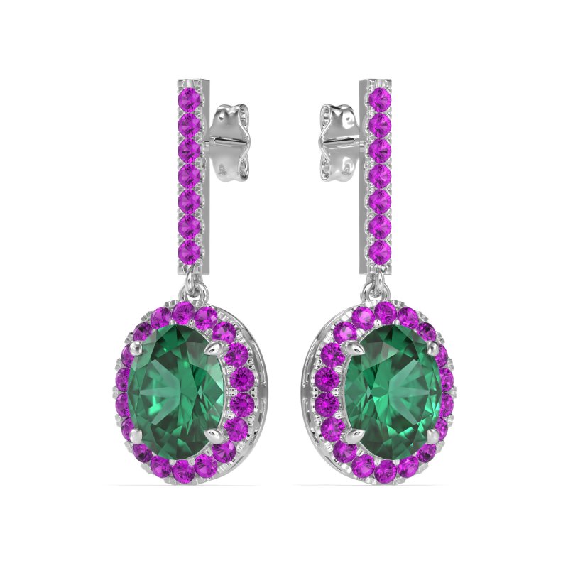 Oval Halo Drop Earrings