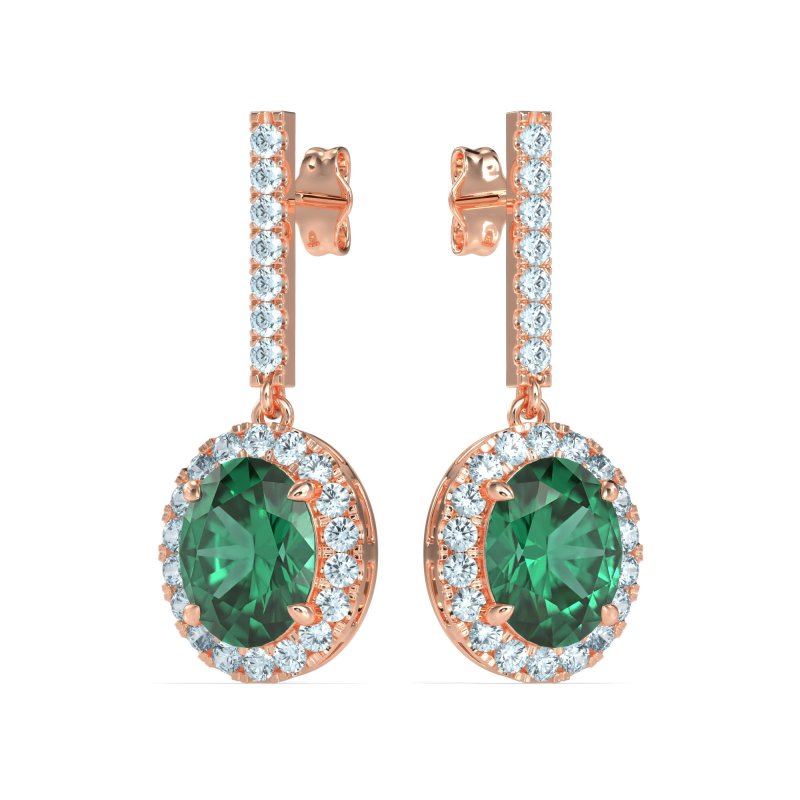 Oval Halo Drop Earrings