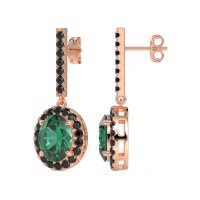 Oval Halo Drop Earrings