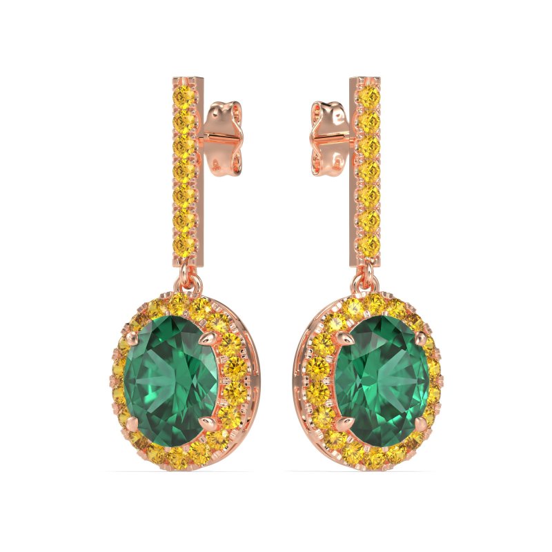 Oval Halo Drop Earrings