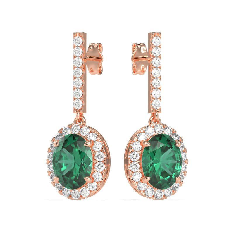 Oval Halo Drop Earrings