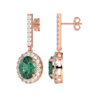 Oval Halo Drop Earrings