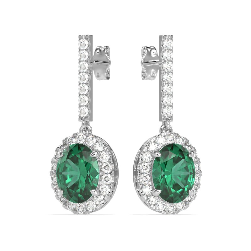 Oval Halo Drop Earrings