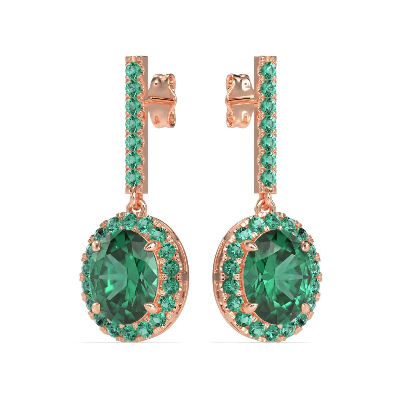Oval Halo Drop Earrings