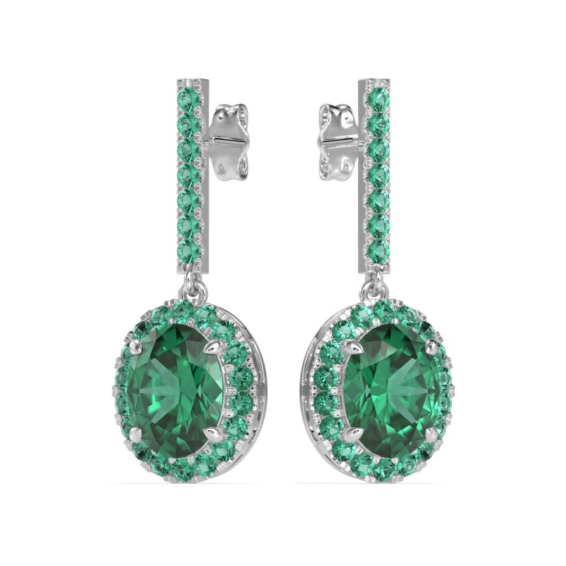Oval Halo Drop Earrings