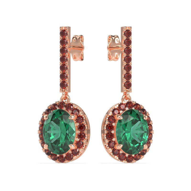 Oval Halo Drop Earrings
