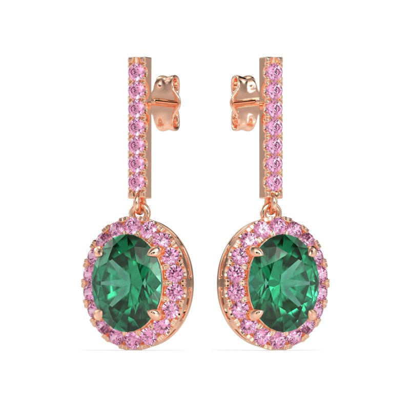Oval Halo Drop Earrings