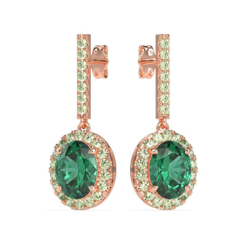 Oval Halo Drop Earrings