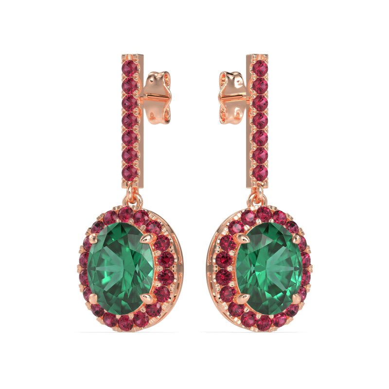 Oval Halo Drop Earrings