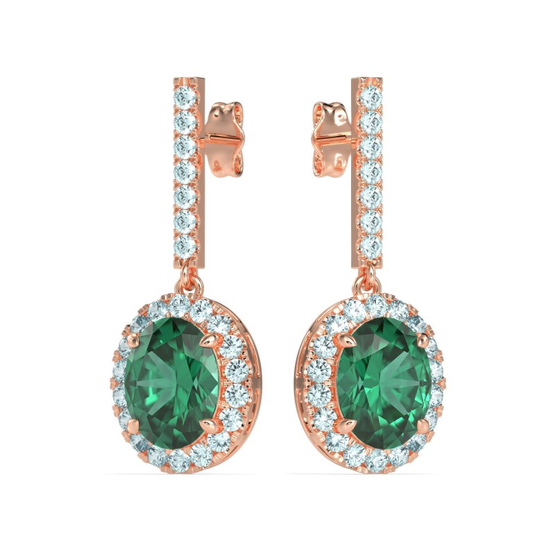 Oval Halo Drop Earrings