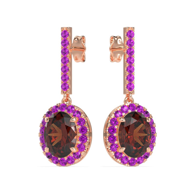 Oval Halo Drop Earrings