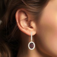 Oval Halo Drop Earrings
