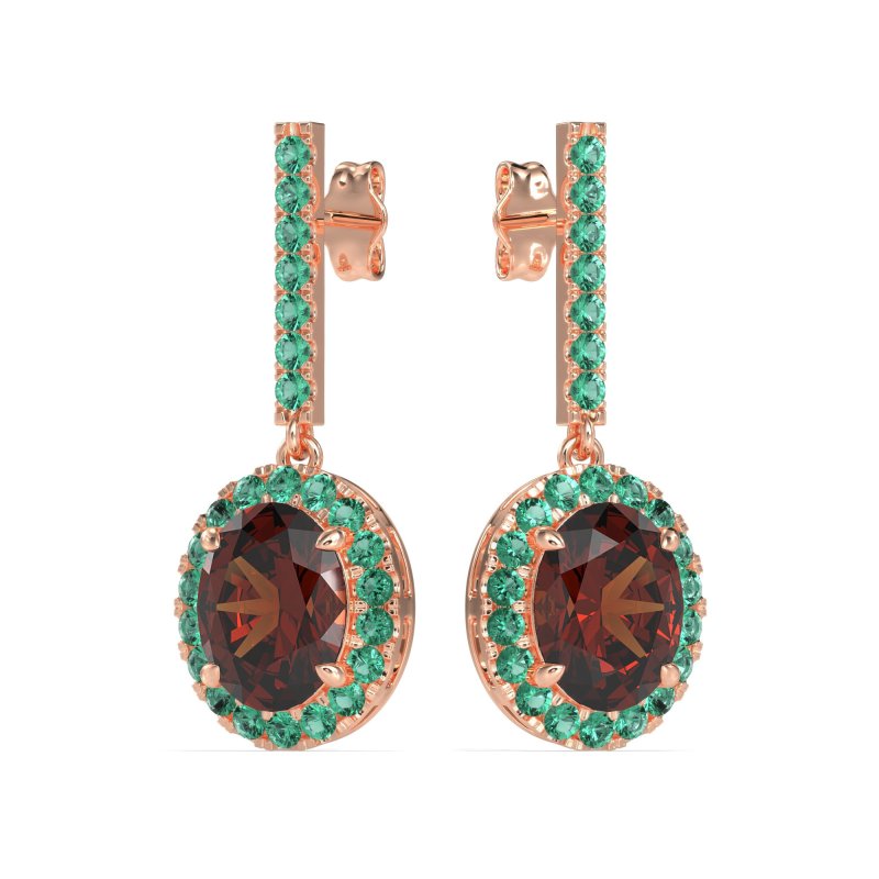 Oval Halo Drop Earrings