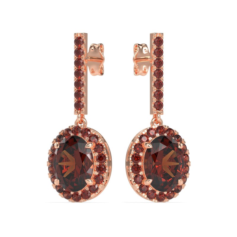 Oval Halo Drop Earrings