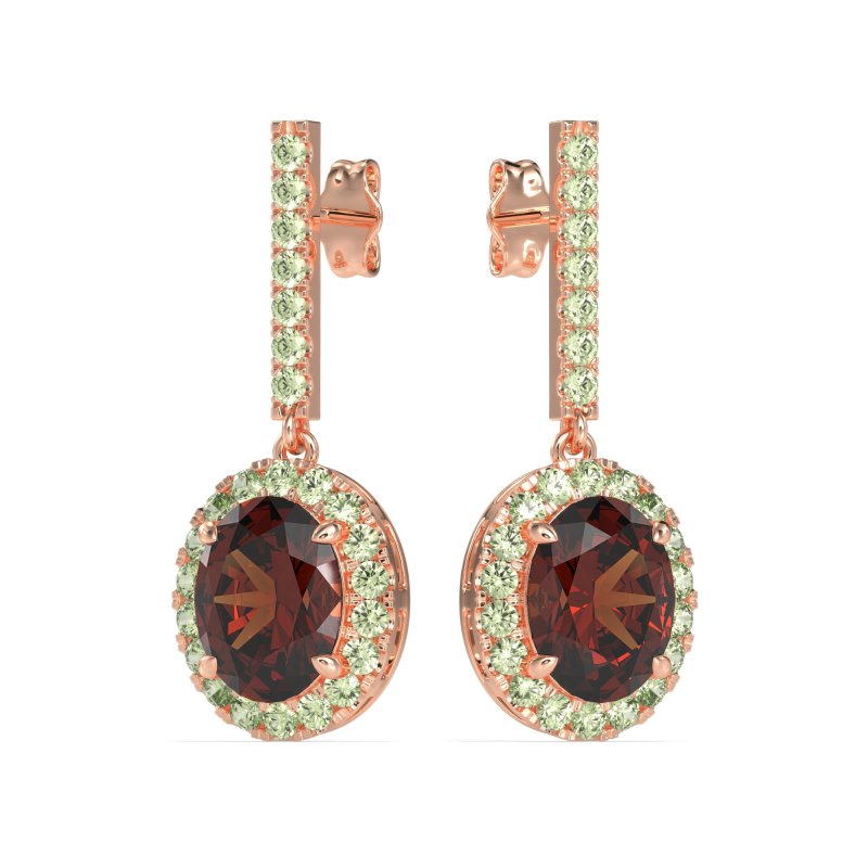 Oval Halo Drop Earrings