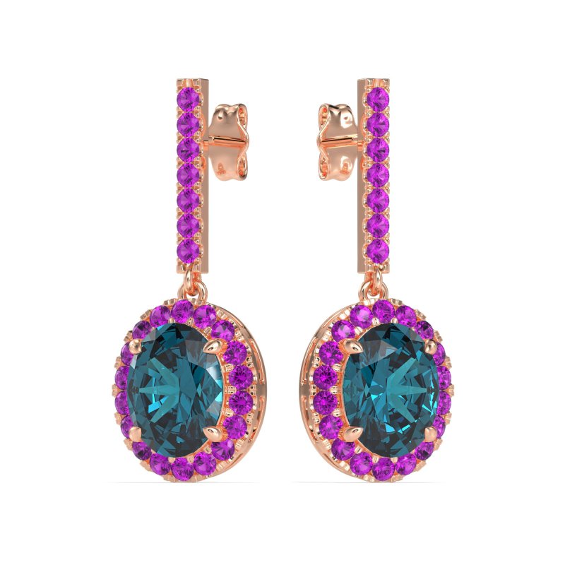 Oval Halo Drop Earrings