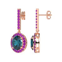 Oval Halo Drop Earrings