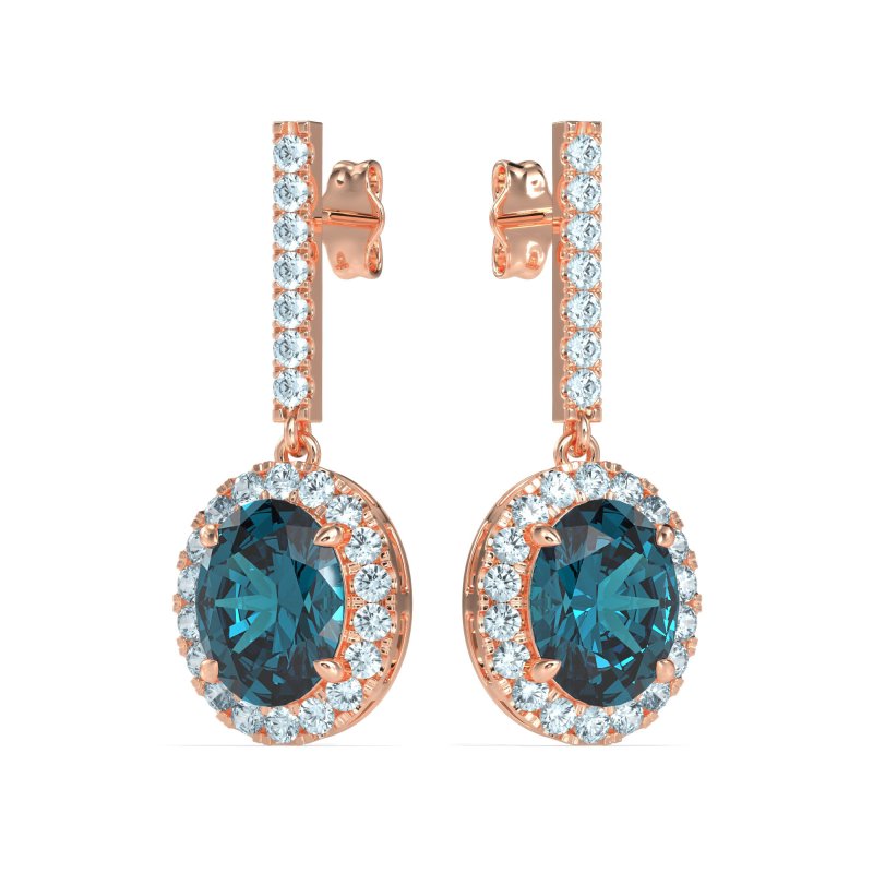 Oval Halo Drop Earrings