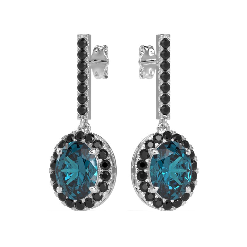 Oval Halo Drop Earrings